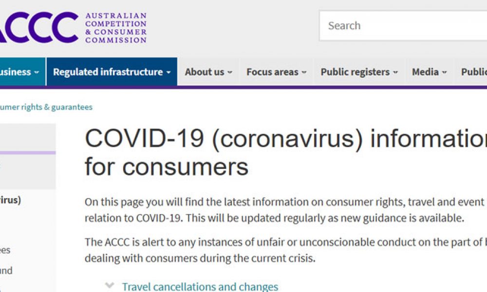 Information about COVID-19 for consumers and businesses