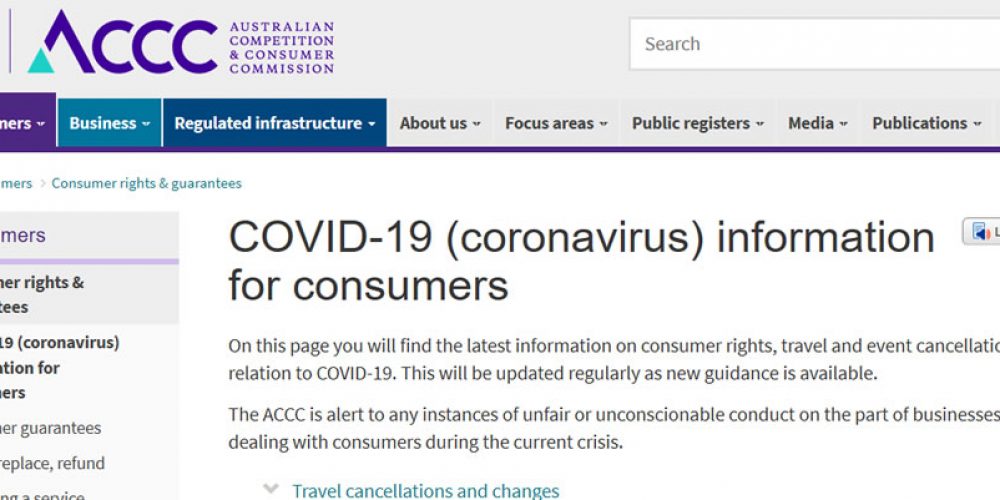 Information about COVID-19 for consumers and businesses