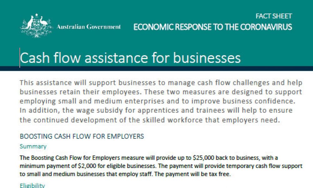 Australian Government Cash flow assistance for businesses